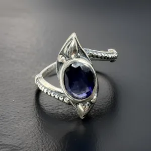 Blue Sapphire Gem Cut Size 7 Ring