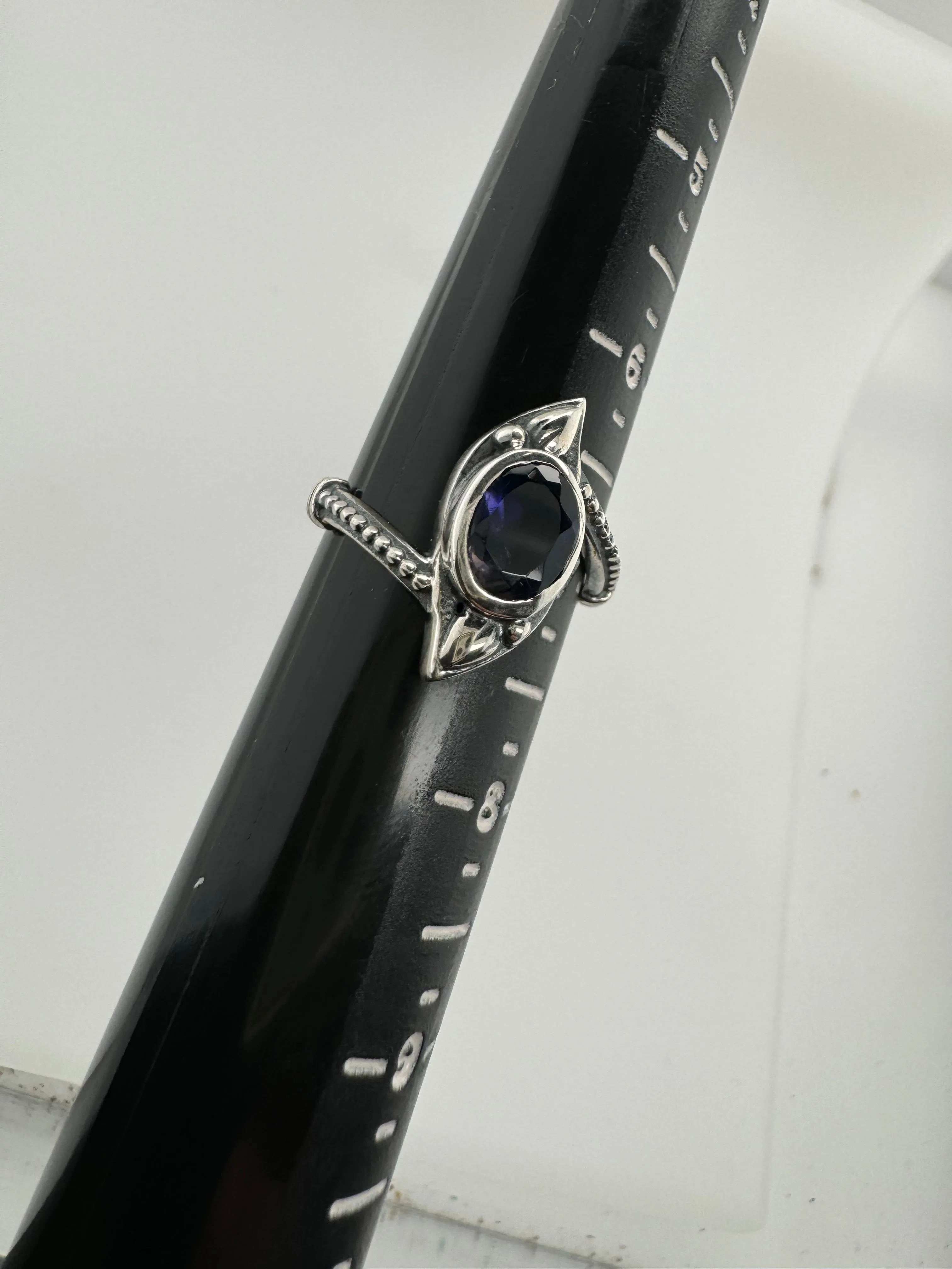 Blue Sapphire Gem Cut Size 7 Ring