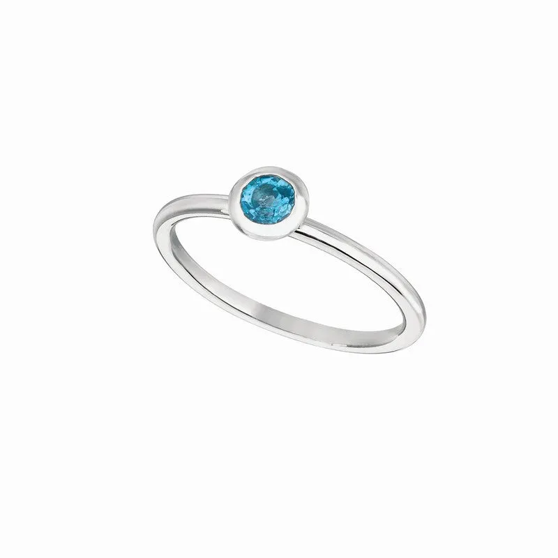 BLUE TOPAZ BEZEL SET RING 14K GOLD (0.22 CTW)