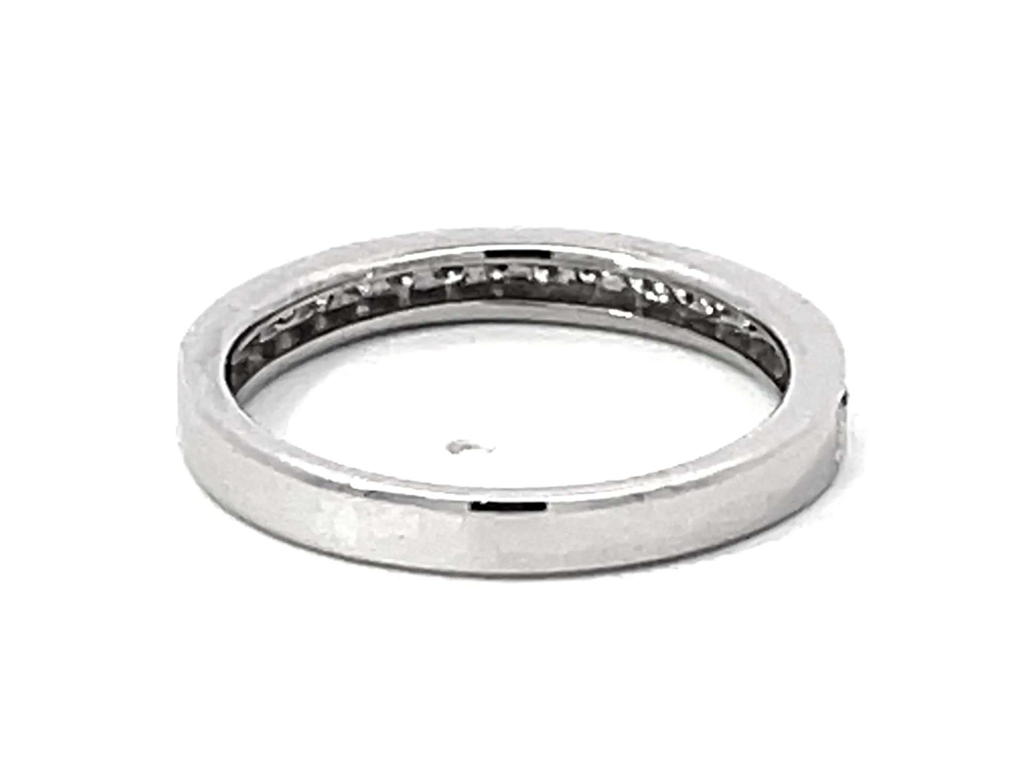 Brilliant Cut Diamond Band Ring Solid 14k White Gold