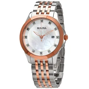 Bulova Classics Diamond White Mother of Pearl Dial Ladies Watch 98P162