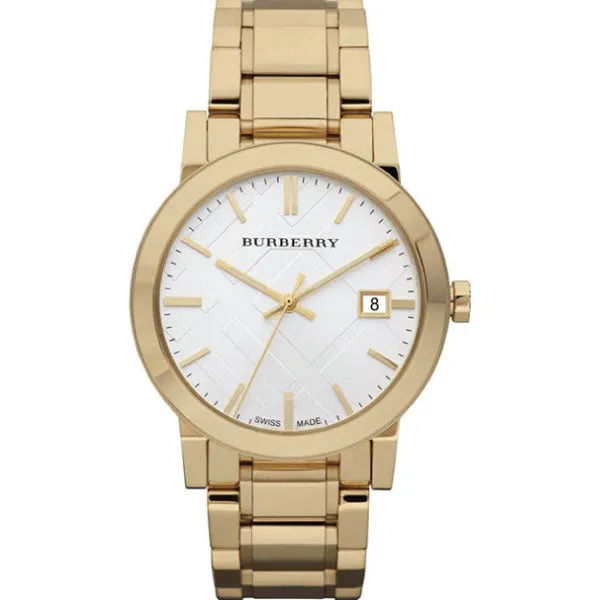 Burberry The City Gold Stainless Steel White Dial Quartz Unisex Watch - BU9003