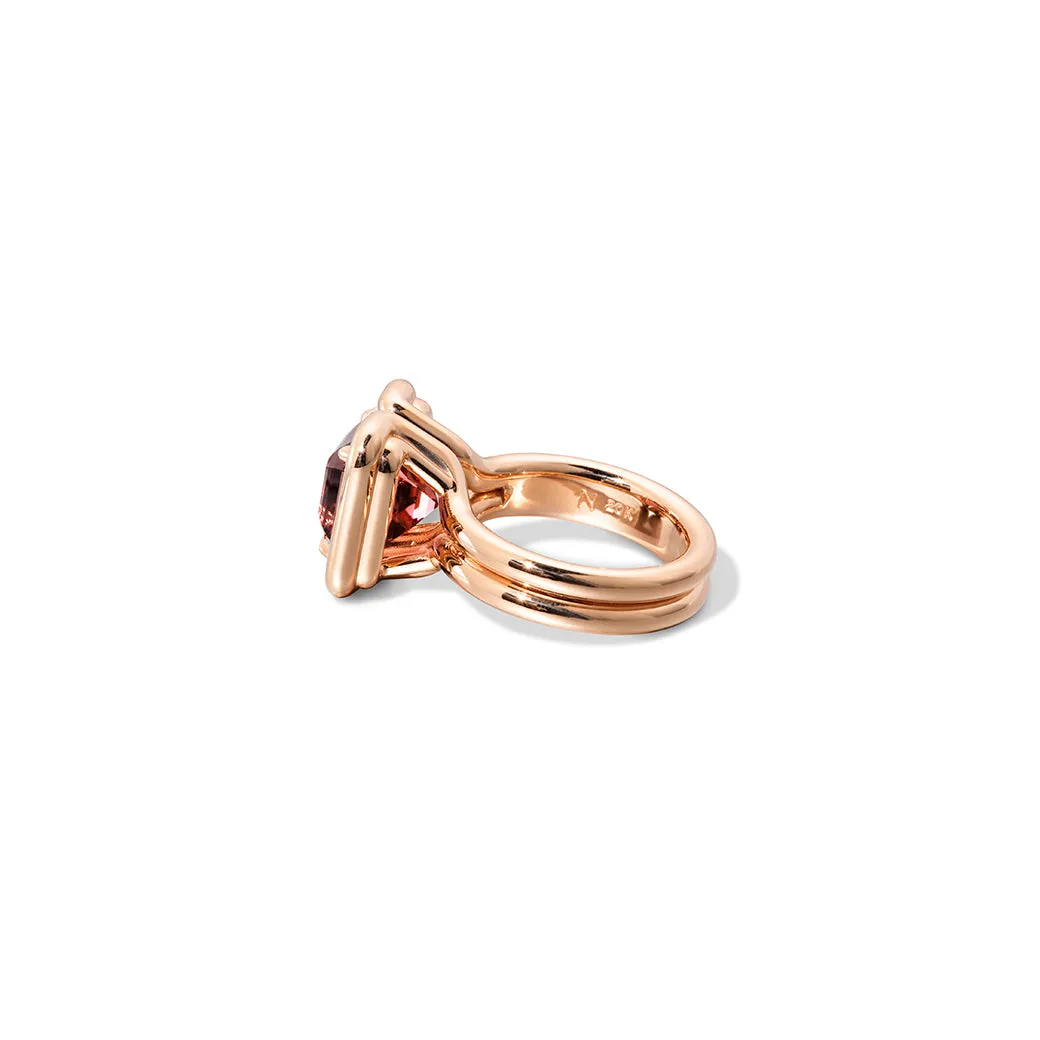 Buttress Emerald Cut Solitaire Ring - Pink Tourmaline