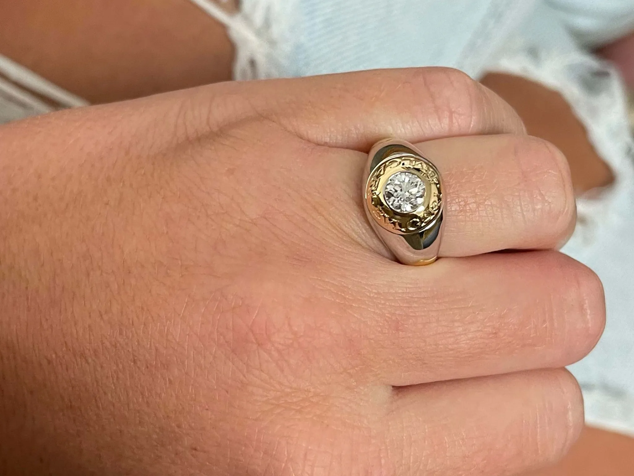Bvlgari Diamond Ring in 18K White and Yellow Gold