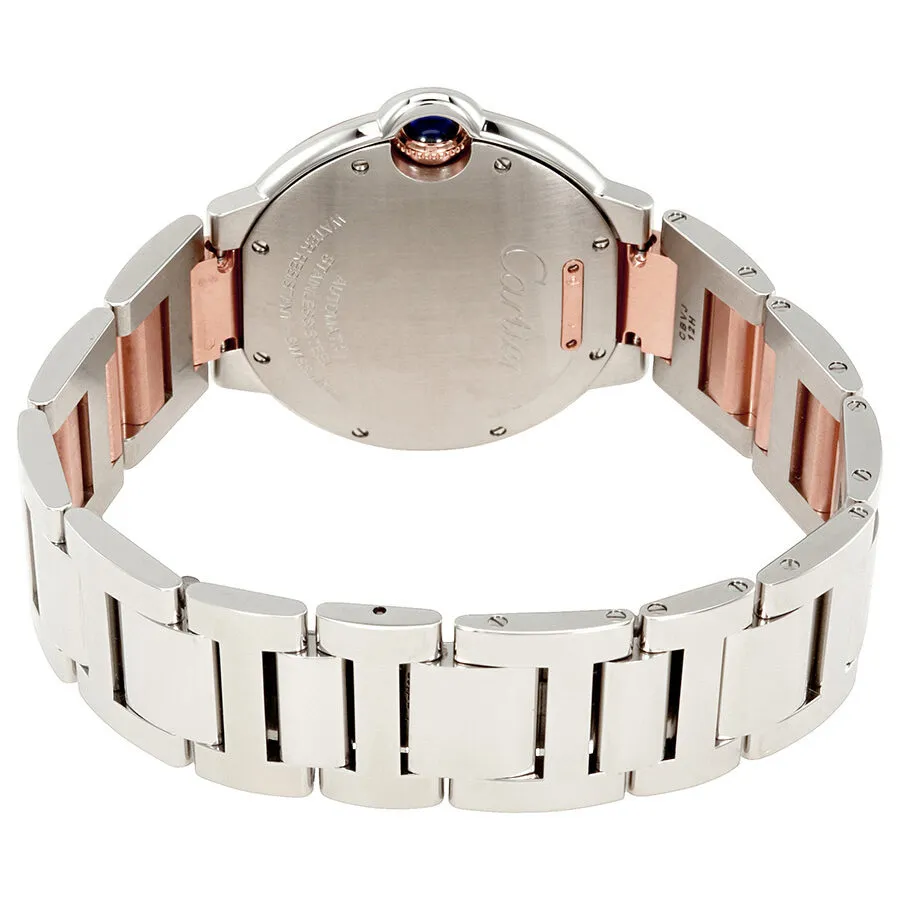 Cartier Ballon Bleu Automatic Silver Diamond Dial Steel and 18K Pink Gold Ladies Watch W3BB0007