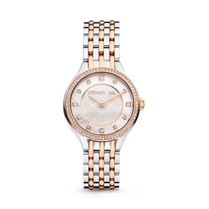 Cerruti Ladies Watch Stainless Steel / Rose Gold Plated Case With Stones