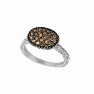 CHAMPAGNE & WHITE DIAMOND OVAL SHAPE 14K GOLD (0.55 CTW)