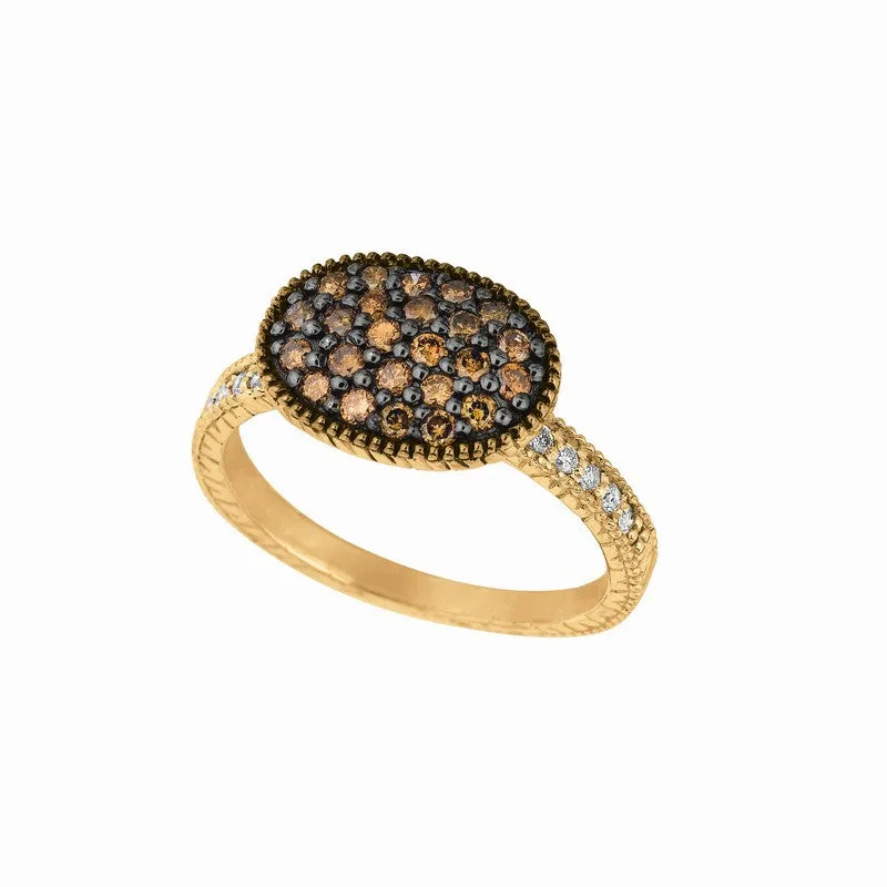 CHAMPAGNE & WHITE DIAMOND OVAL SHAPE 14K GOLD (0.55 CTW)