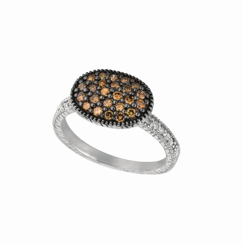 CHAMPAGNE & WHITE DIAMOND OVAL SHAPE 14K GOLD (0.55 CTW)