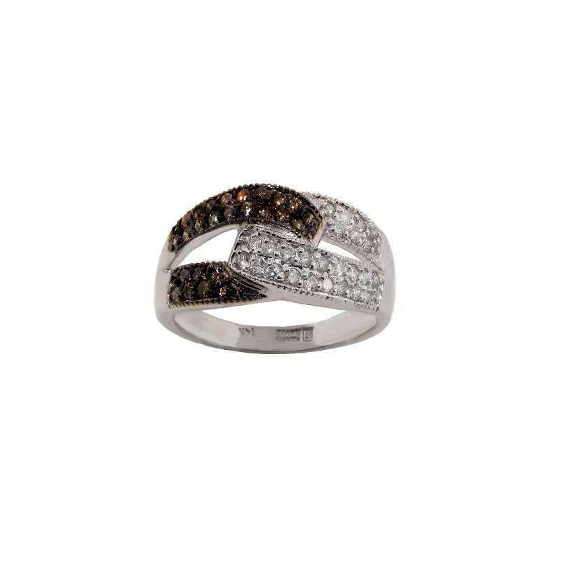 CHAMPAGNE & WHITE DIAMOND RING 14K GOLD (0.7 CTW)