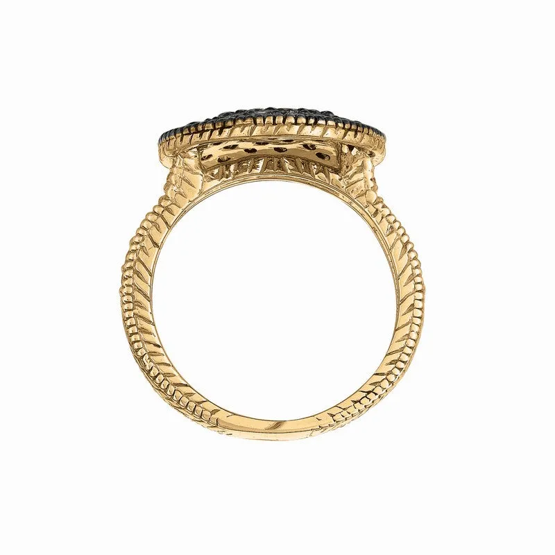 CHAMPAGNE & WHITE DIAMOND ROUND RING 14K GOLD (1.51 CTW)