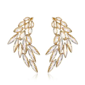 Champagne Crystal & 18K Gold-Plated Wing Drop Earrings