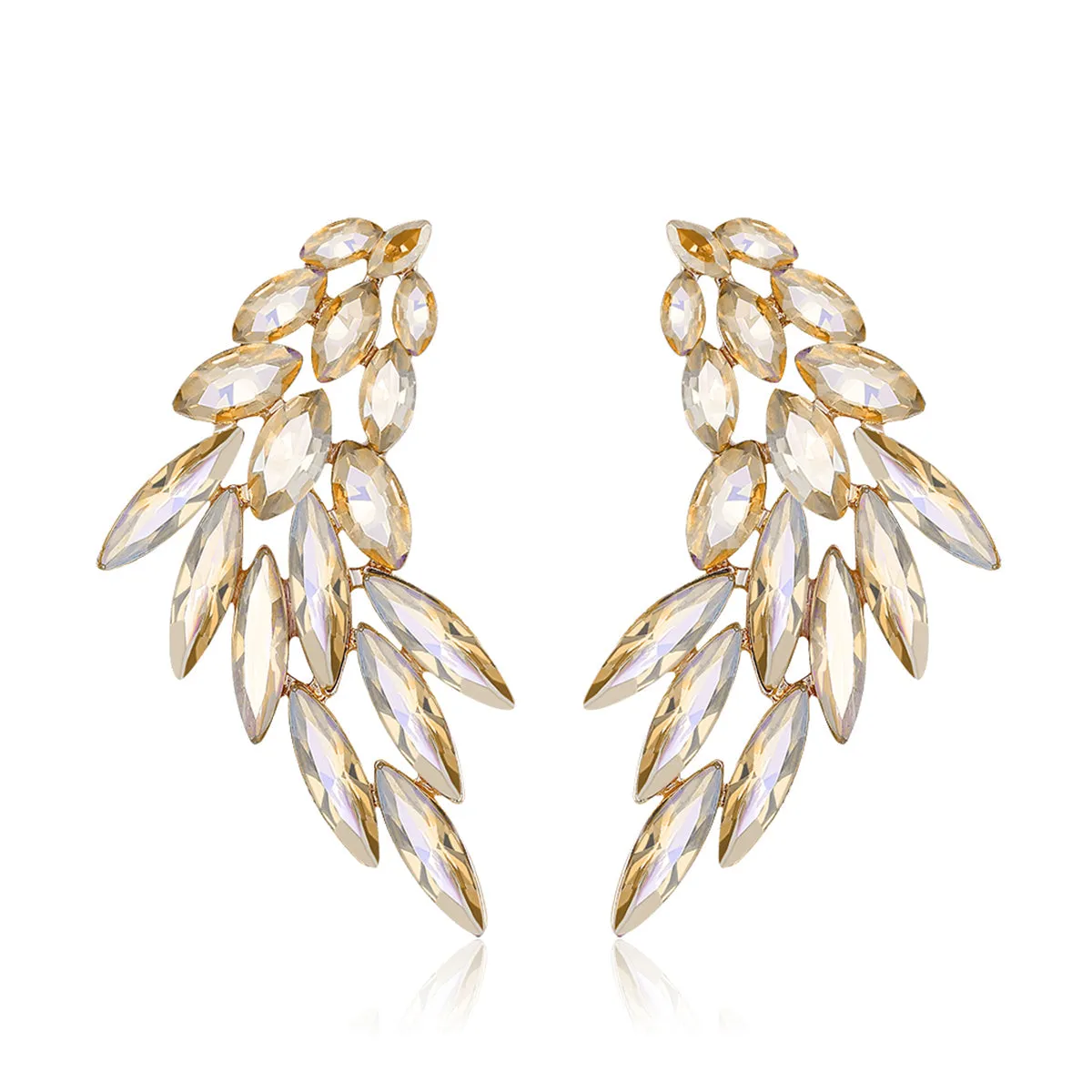 Champagne Crystal & 18K Gold-Plated Wing Drop Earrings