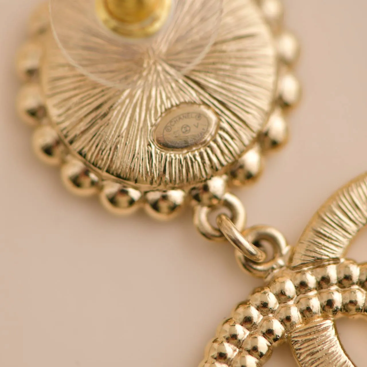 Chanel CC Crystal Faux Pearl Pendant Drop Earrings
