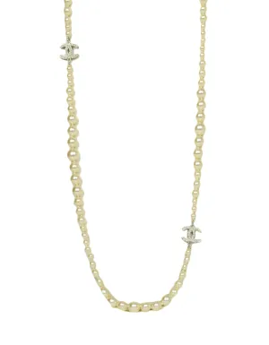 Chanel Graduated Faux Pearl CC Necklace 35"