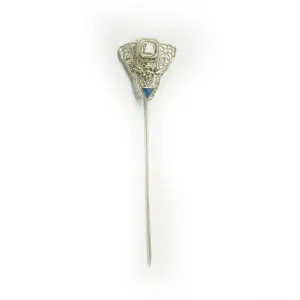 Charming 14K White Gold Filigree Stick Pin
