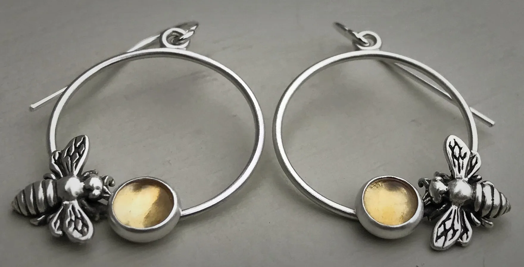 Citrine Honeybee Hoop Earrings