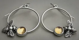 Citrine Honeybee Hoop Earrings