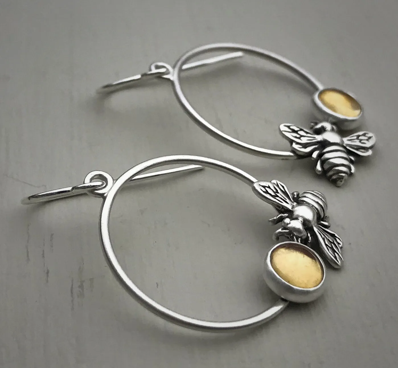 Citrine Honeybee Hoop Earrings