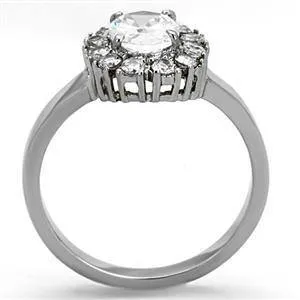 CJG1274 Wholesale Oval CZ Stainless Steel Halo Ring