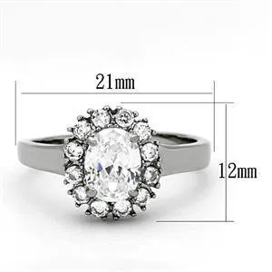 CJG1274 Wholesale Oval CZ Stainless Steel Halo Ring