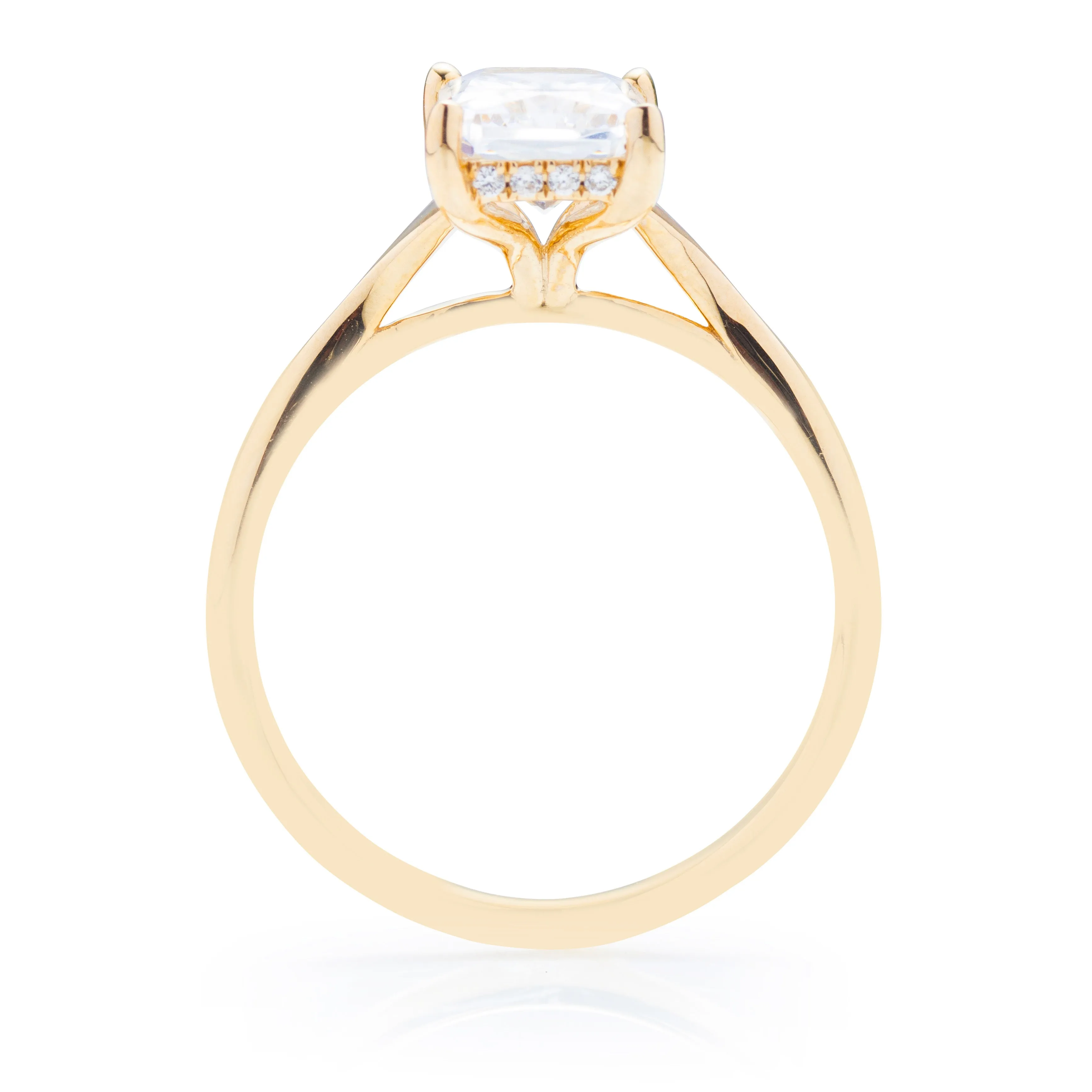 Classique Creations Graduated Shank Hidden Halo High Polish Engagement Ring