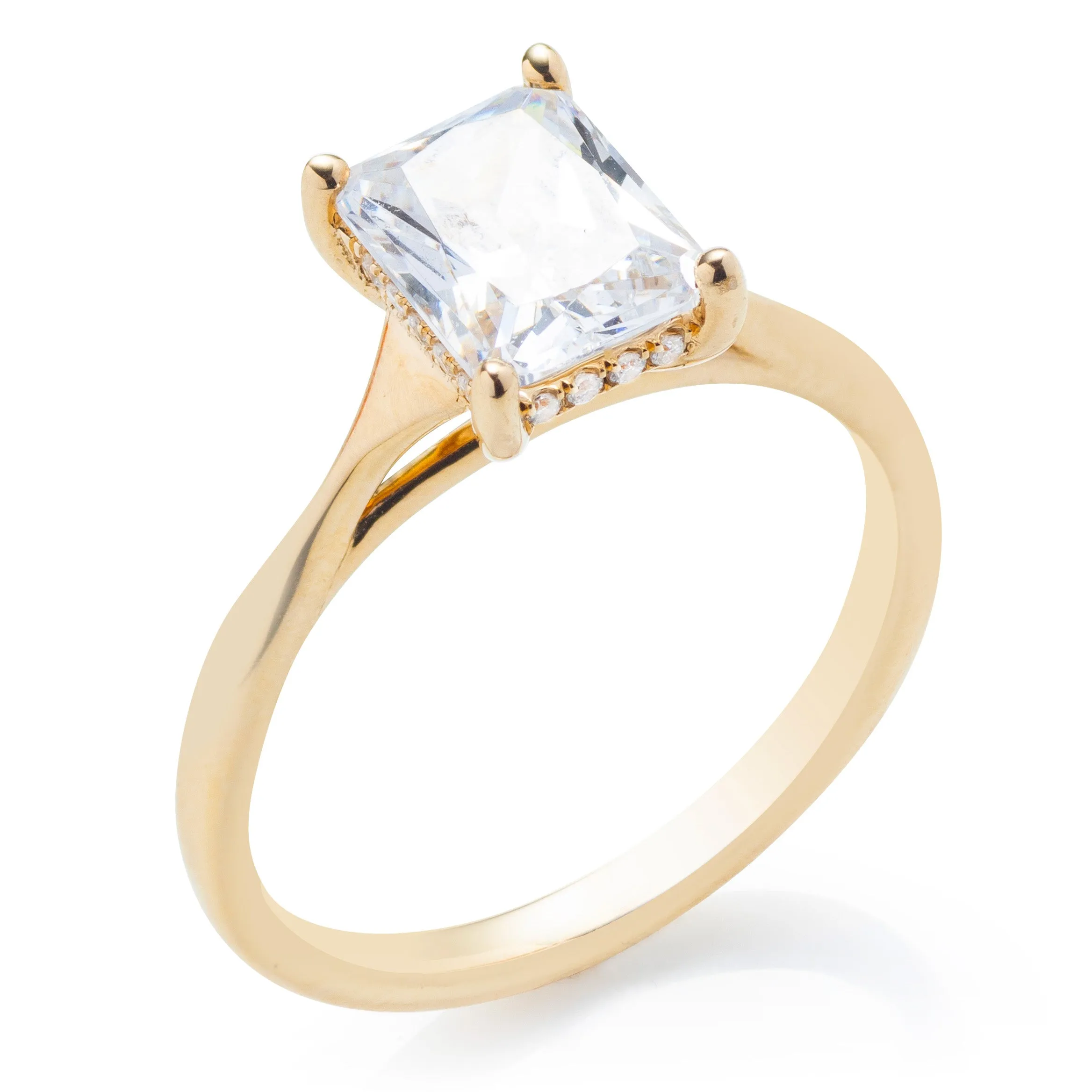 Classique Creations Graduated Shank Hidden Halo High Polish Engagement Ring