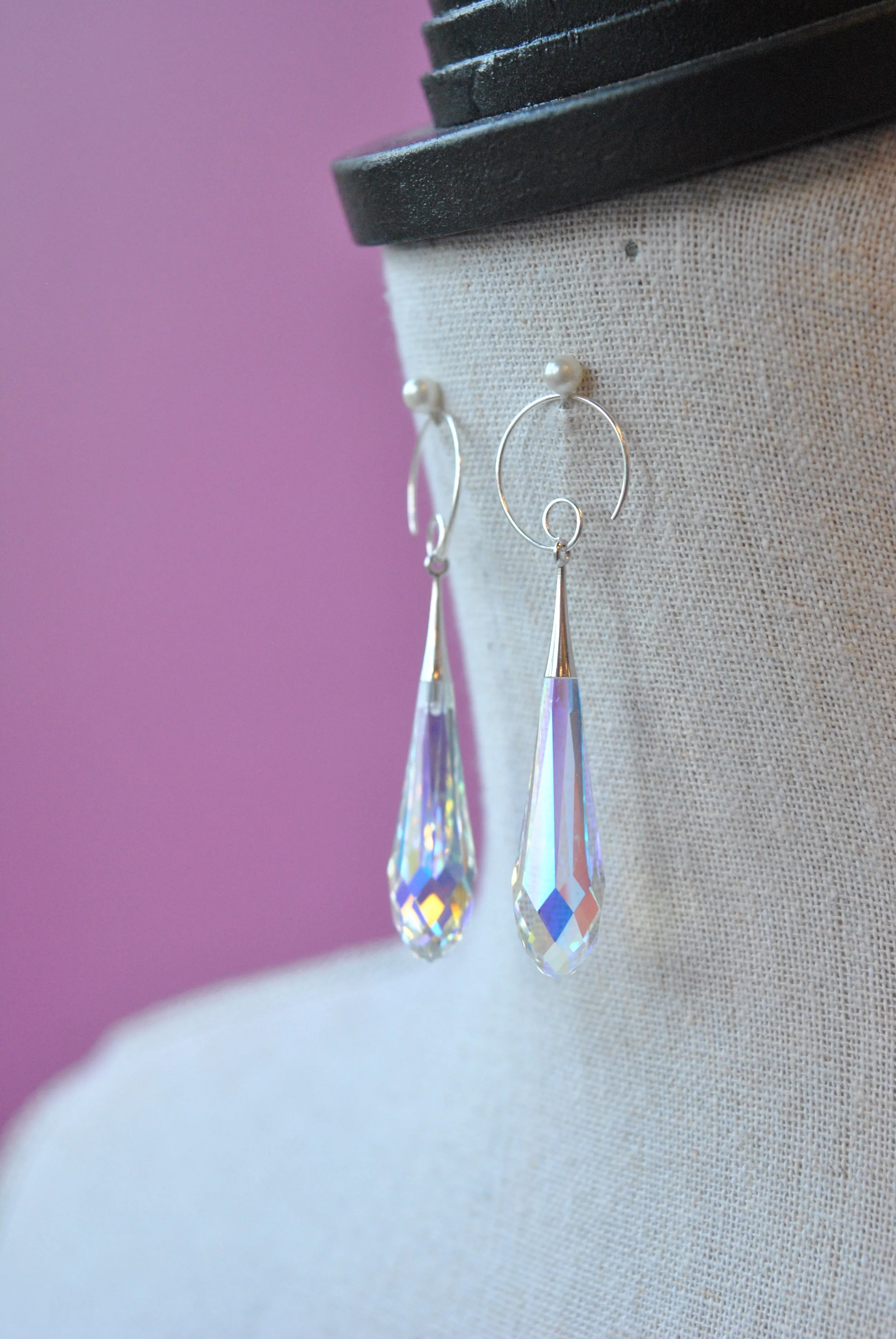 CLEAR AB CUT SWAROVSKI CRYSTALS STATEMENT EARRINGS