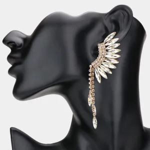 Clear Crystal Angel Wing Pageant Earrings on Gold | Prom Earrings | 440177
