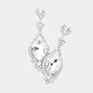 Clear Crystal Rhinestone and Teardrop Pageant Earrings | Prom Earrings |  193076