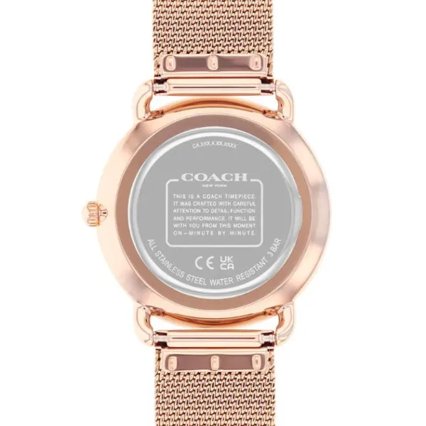 Coach Elliot Rose Gold Mesh Bracelet Silver Dial Quartz Watch for Ladies - 14504209