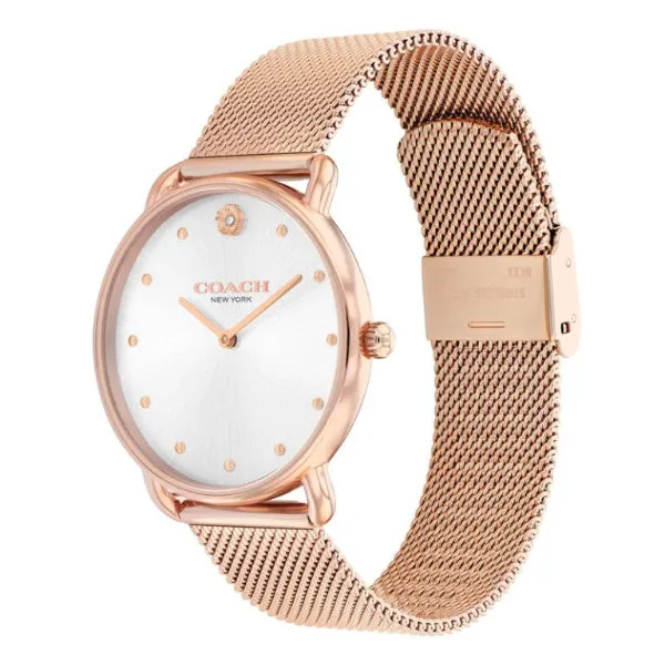 Coach Elliot Rose Gold Mesh Bracelet Silver Dial Quartz Watch for Ladies - 14504209