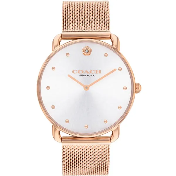 Coach Elliot Rose Gold Mesh Bracelet Silver Dial Quartz Watch for Ladies - 14504209