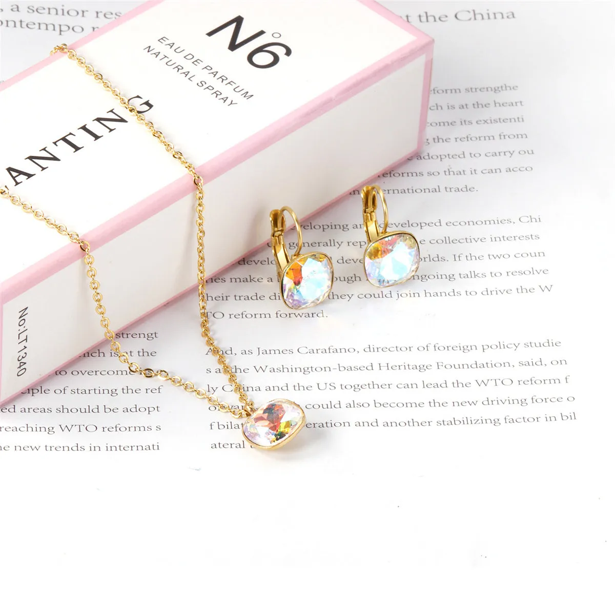 Colored Crystal & 18K Gold-Plated Square Huggie Earring Set