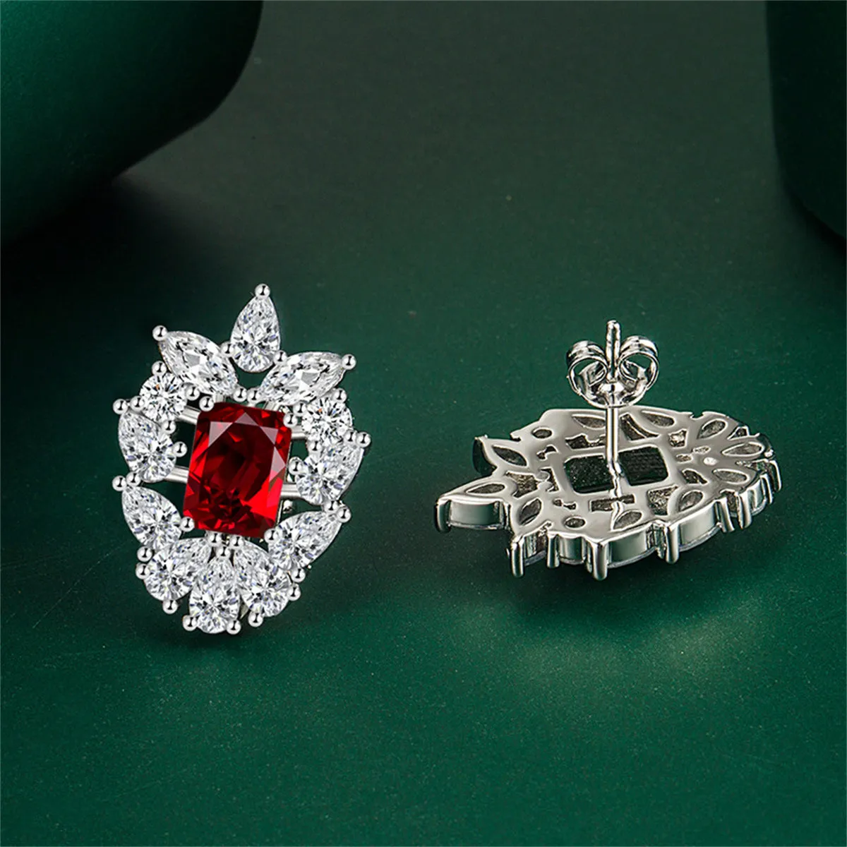 Colored Crystal & Cubic Zirconia Cluster Stud Earrings