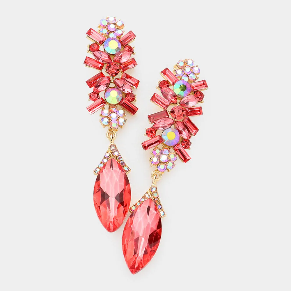 Coral Marquise Crystal Earrings | 590523