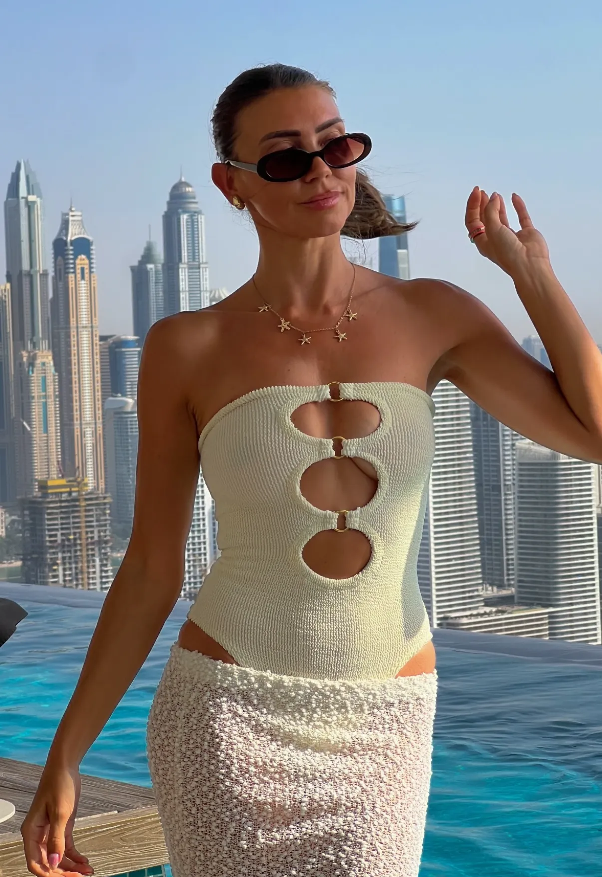 Crinkle Cut Out Rings Strapless Onepiece