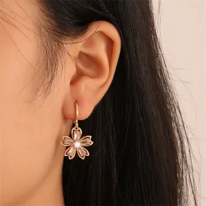 Crystal & 18K Gold-Plated Floral Huggie Earrings