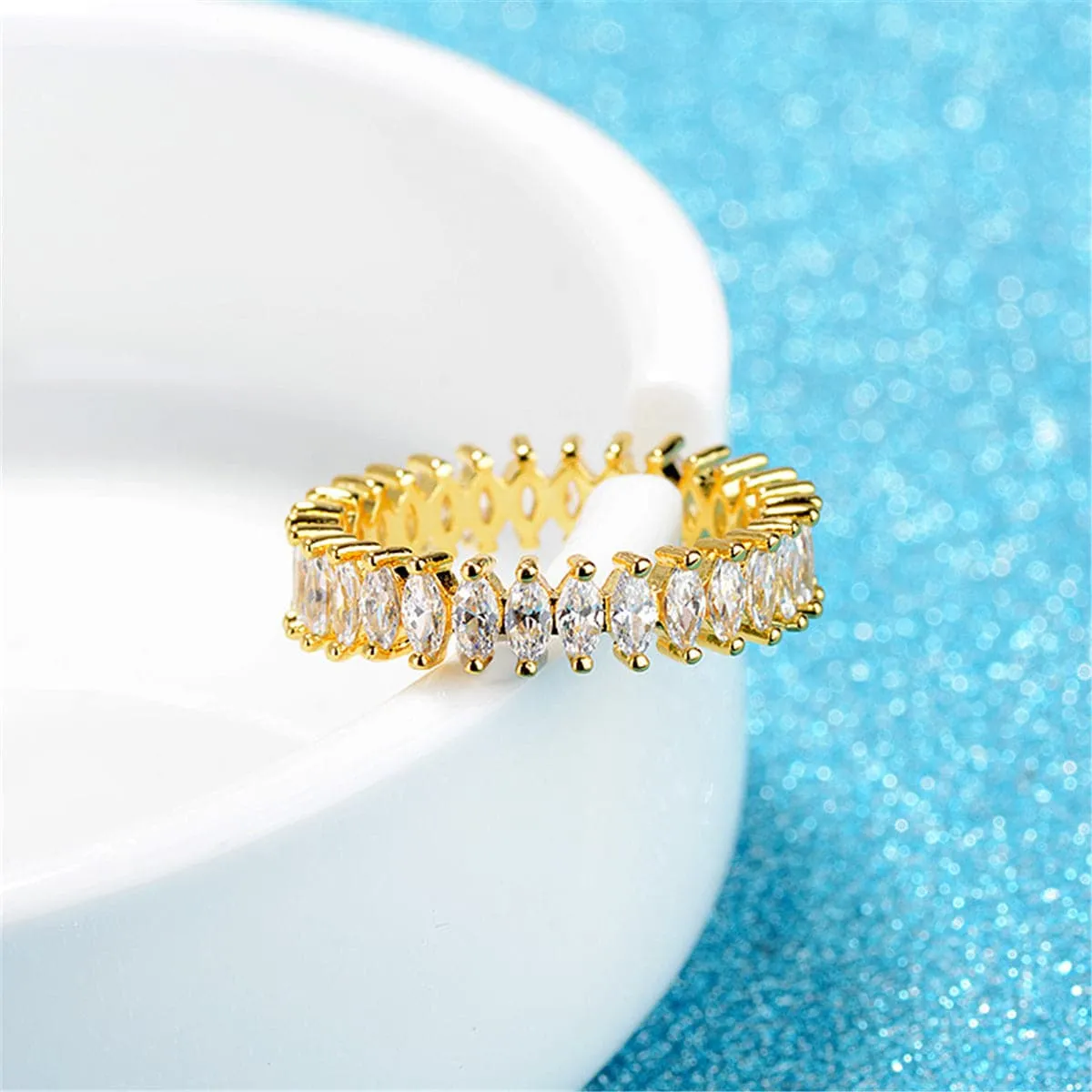 Crystal & 18K Gold-Plated Marquise-Cut Ring