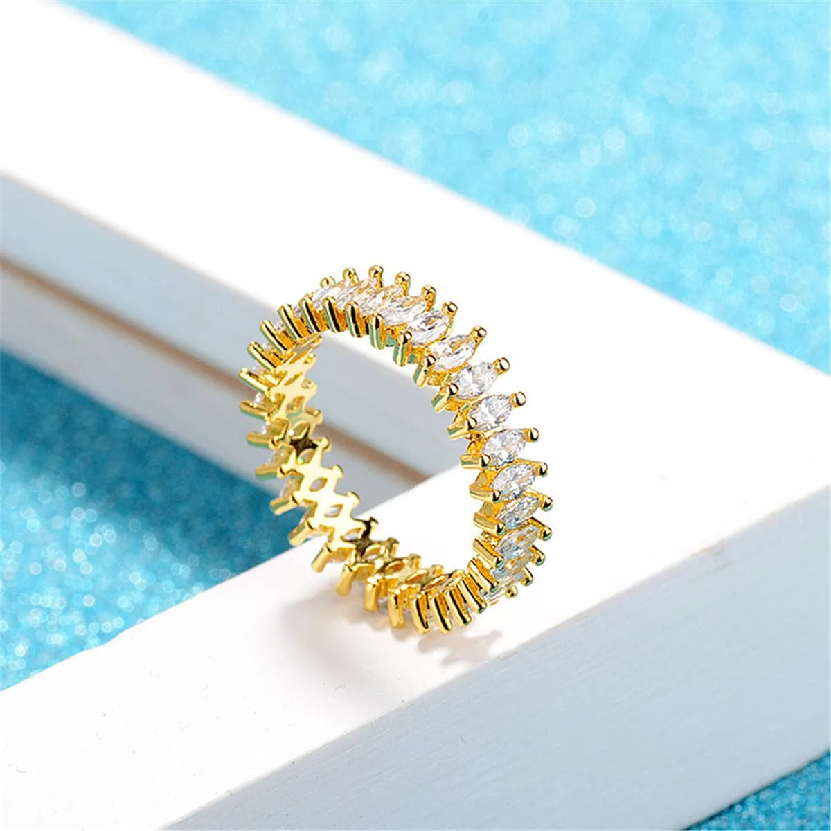 Crystal & 18K Gold-Plated Marquise-Cut Ring