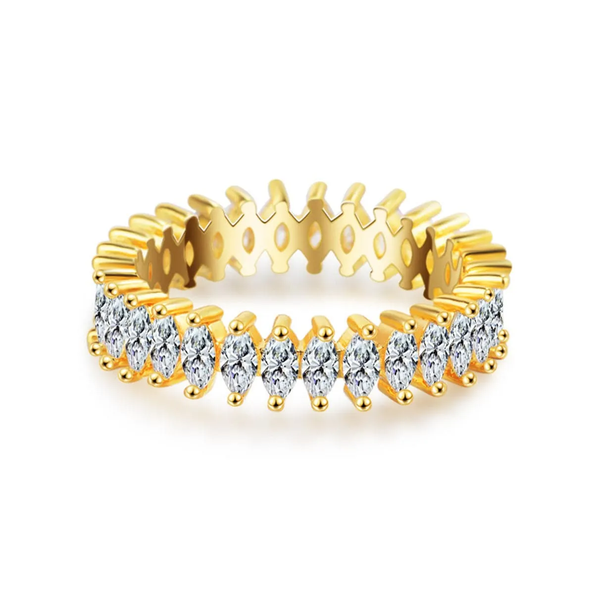 Crystal & 18K Gold-Plated Marquise-Cut Ring