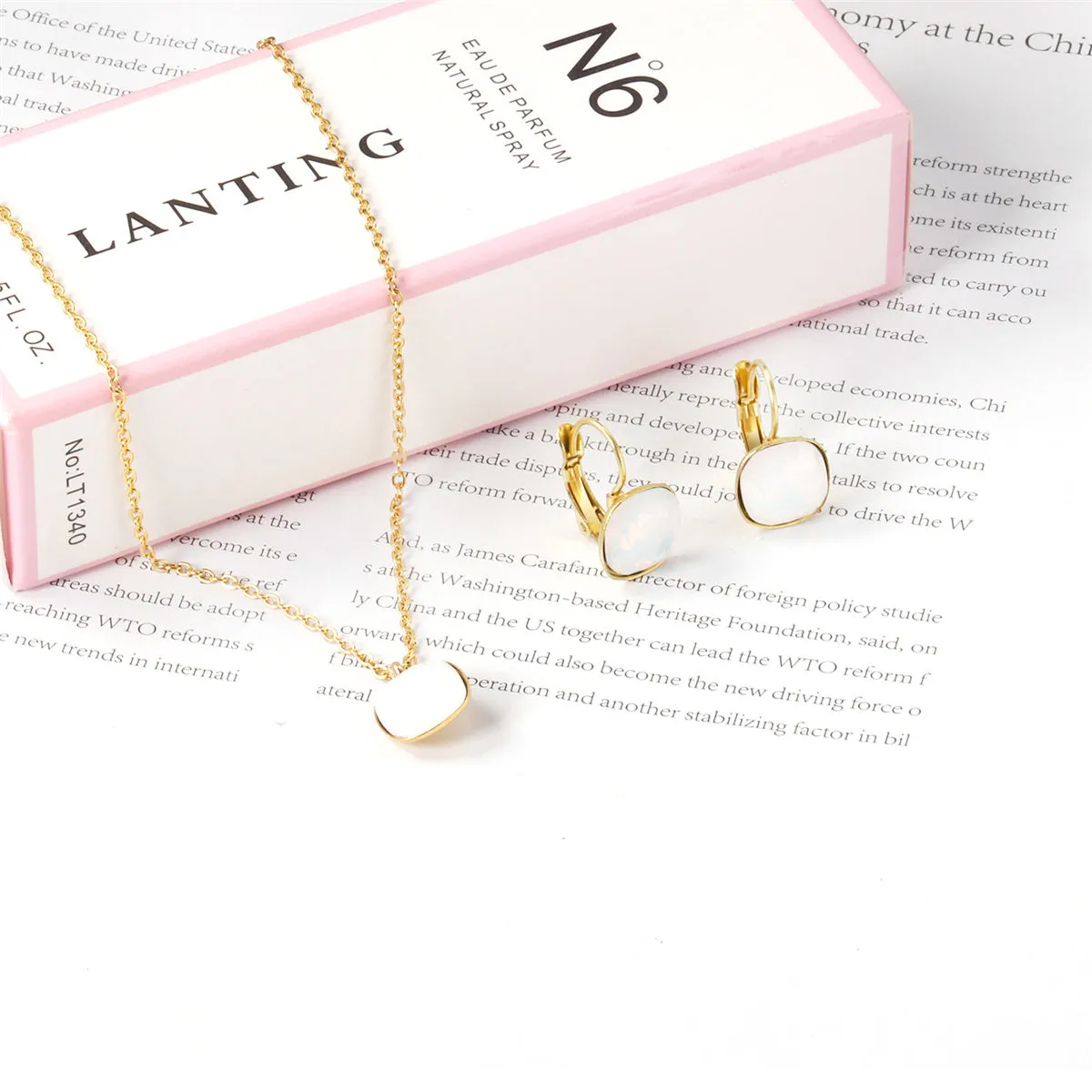 Crystal & 18K Gold-Plated Square Huggie Earring Set