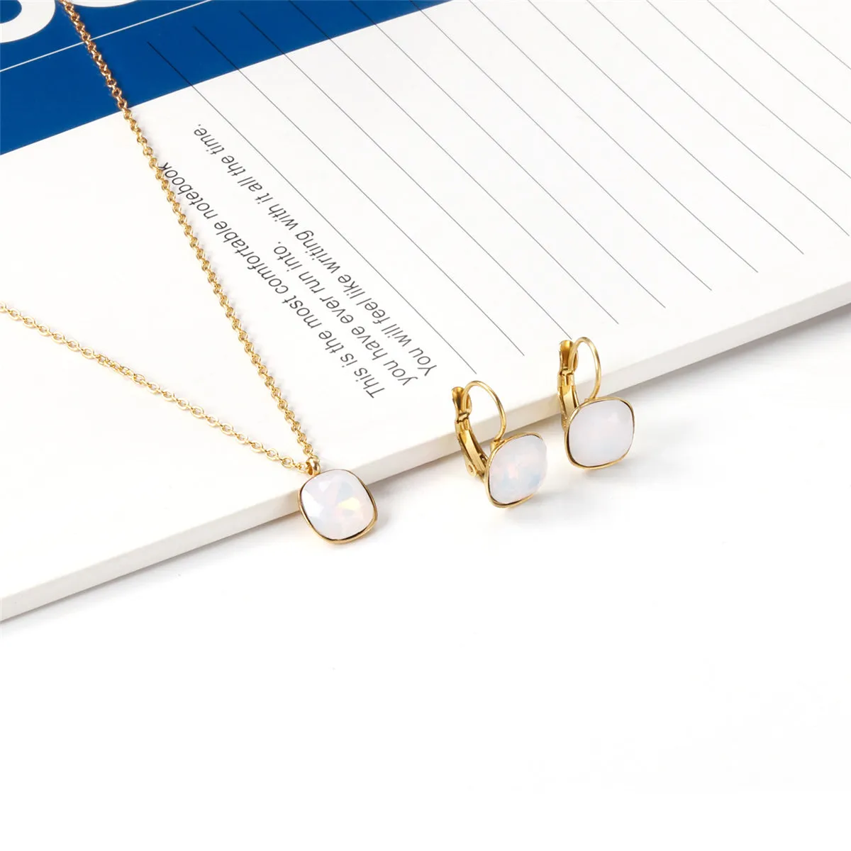 Crystal & 18K Gold-Plated Square Huggie Earring Set