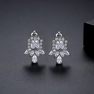 Crystal & Cubic Zirconia Cluster Drop Earrings