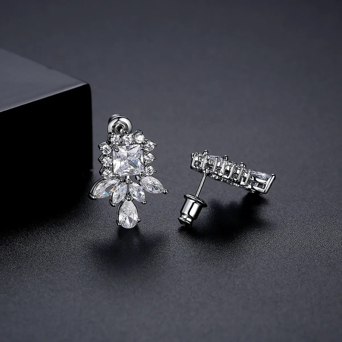 Crystal & Cubic Zirconia Cluster Drop Earrings