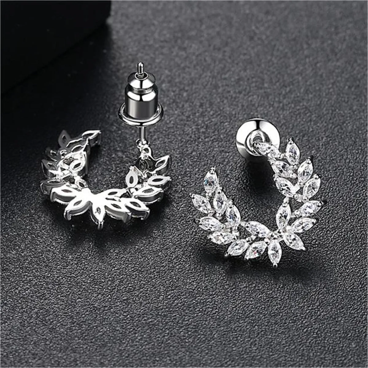 Crystal & Silver-Plated Branch Stud Earrings