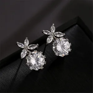 Crystal & Silver-Plated Butterfly & Ball Drop Earrings