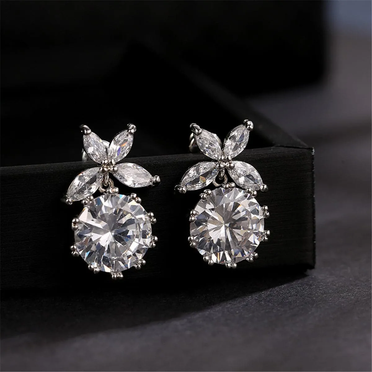 Crystal & Silver-Plated Butterfly & Ball Drop Earrings