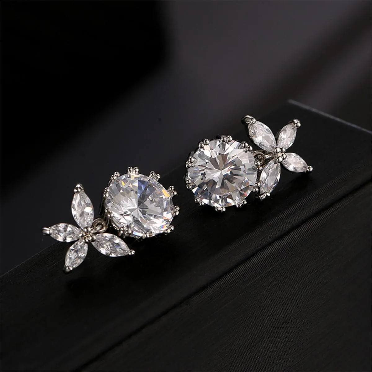 Crystal & Silver-Plated Butterfly & Ball Drop Earrings