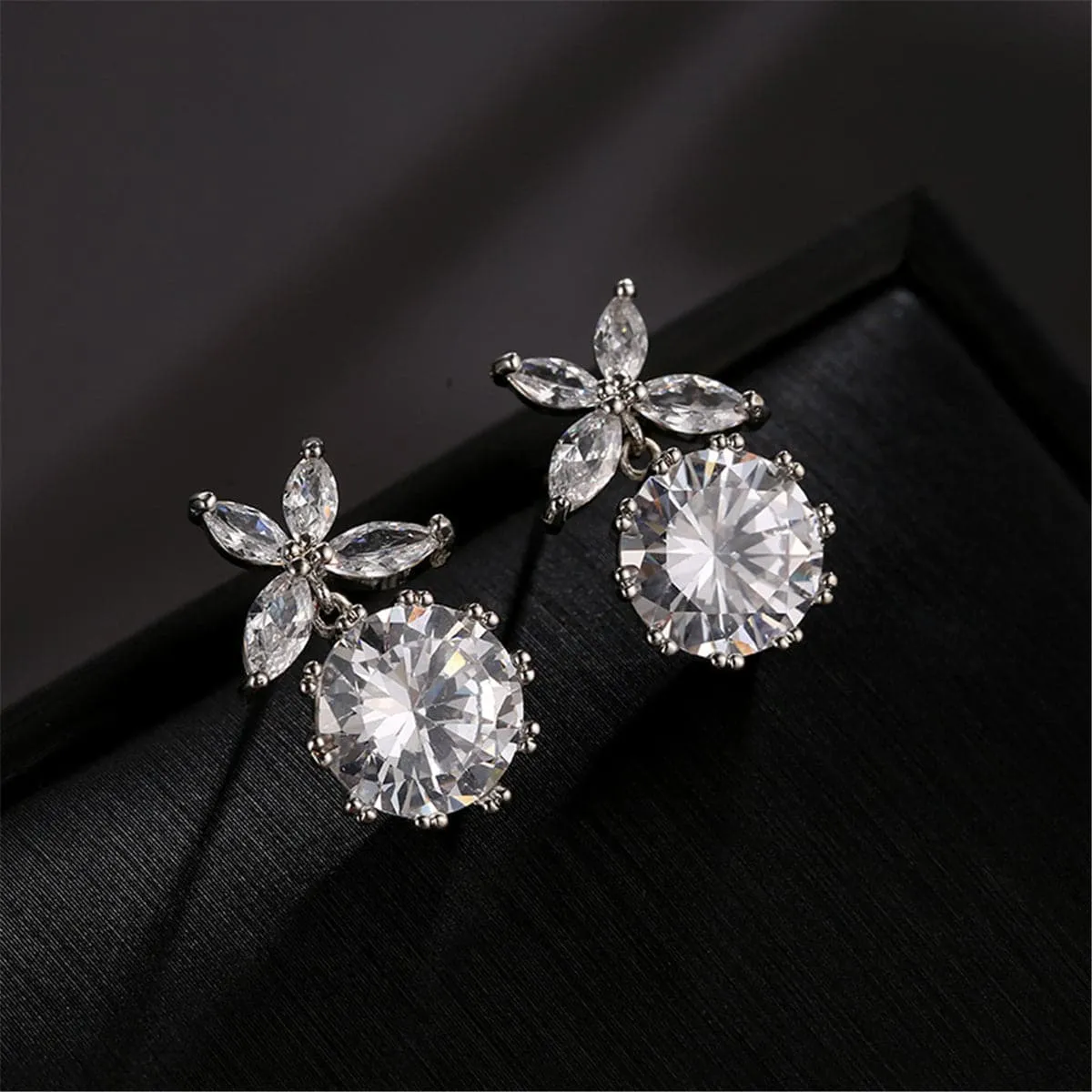 Crystal & Silver-Plated Butterfly & Ball Drop Earrings